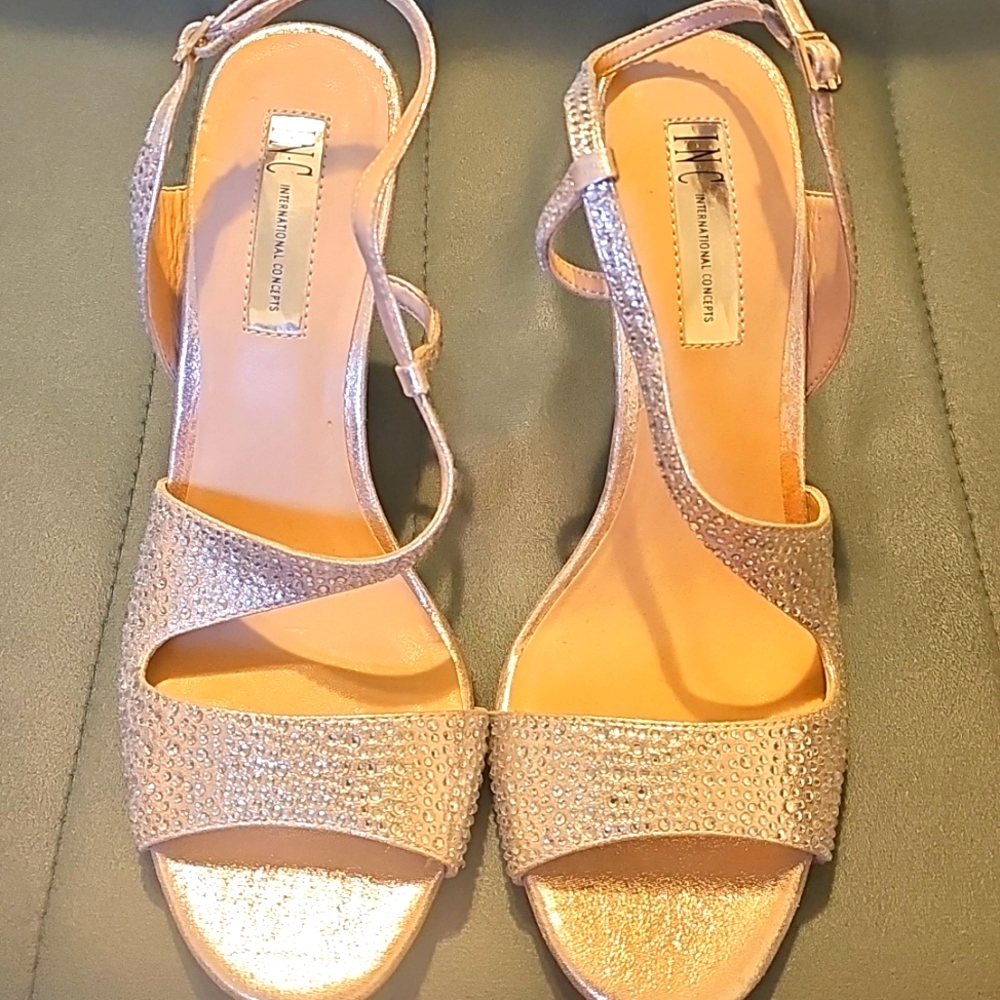 INC International Concepts Gold Heels with Stiletto and Ankle Strap